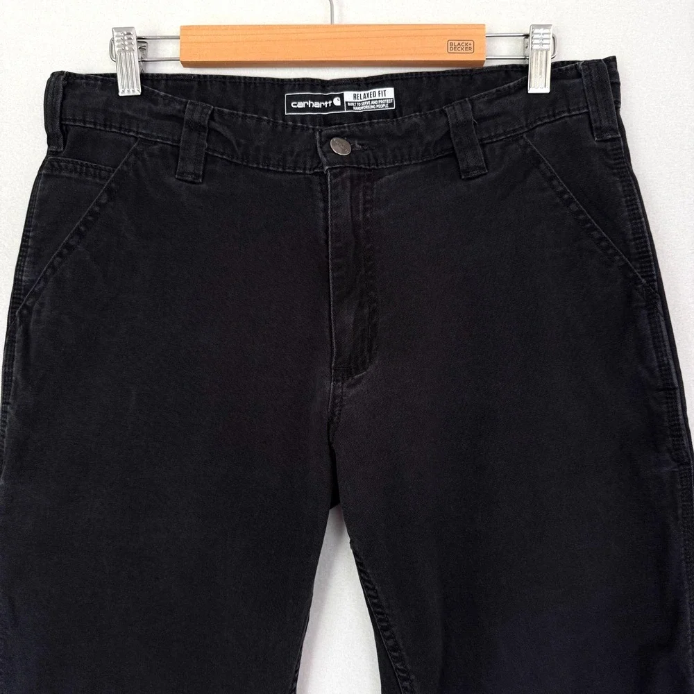 Carhartt Rugged Flex Relaxed Fit‎ Canvas Work Pants Men's 34 x 29 Black
